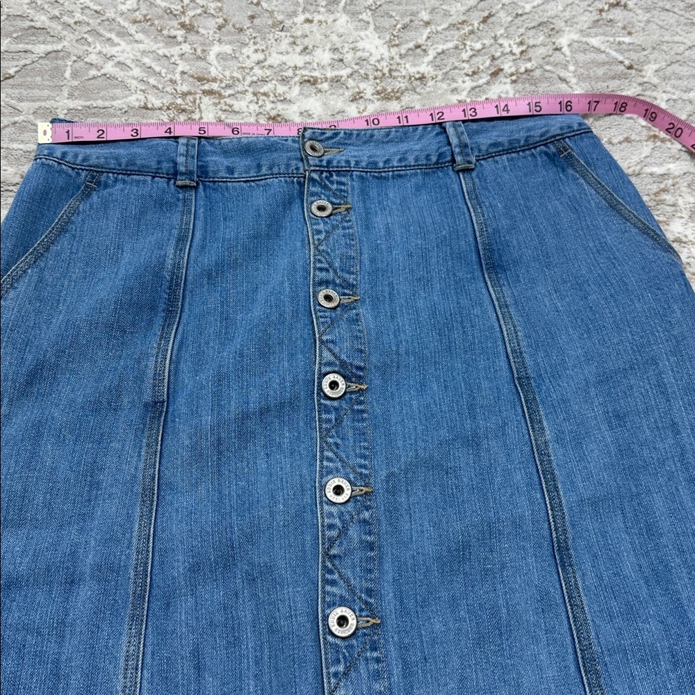 Eddie Bauer Medium Blue Denim A-Line Button-Front Skirt - Picture 9 of 9